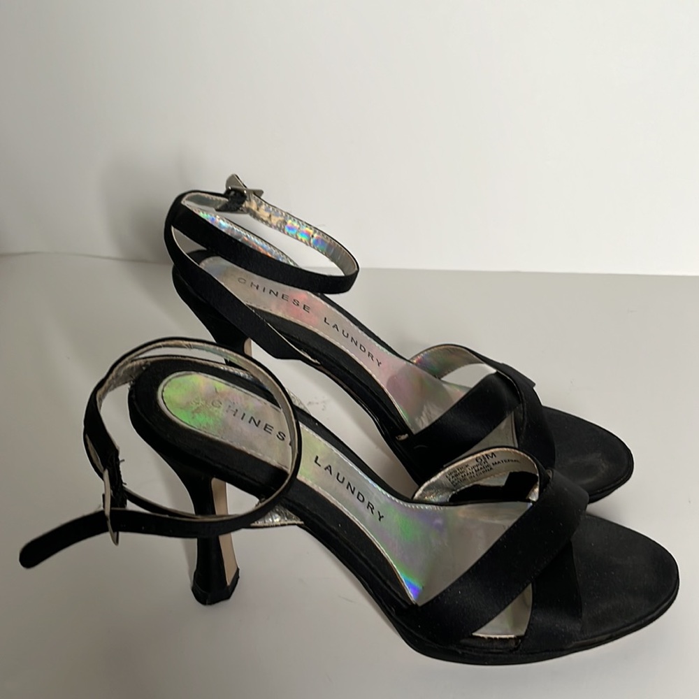 Chinese laundry black sandals satin formal  satin sandal